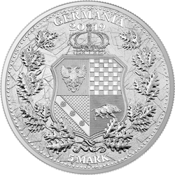 Germania 2019 5 Mark Germania /& Britannia Rhodium /& Gold 1 Oz Silver Coin