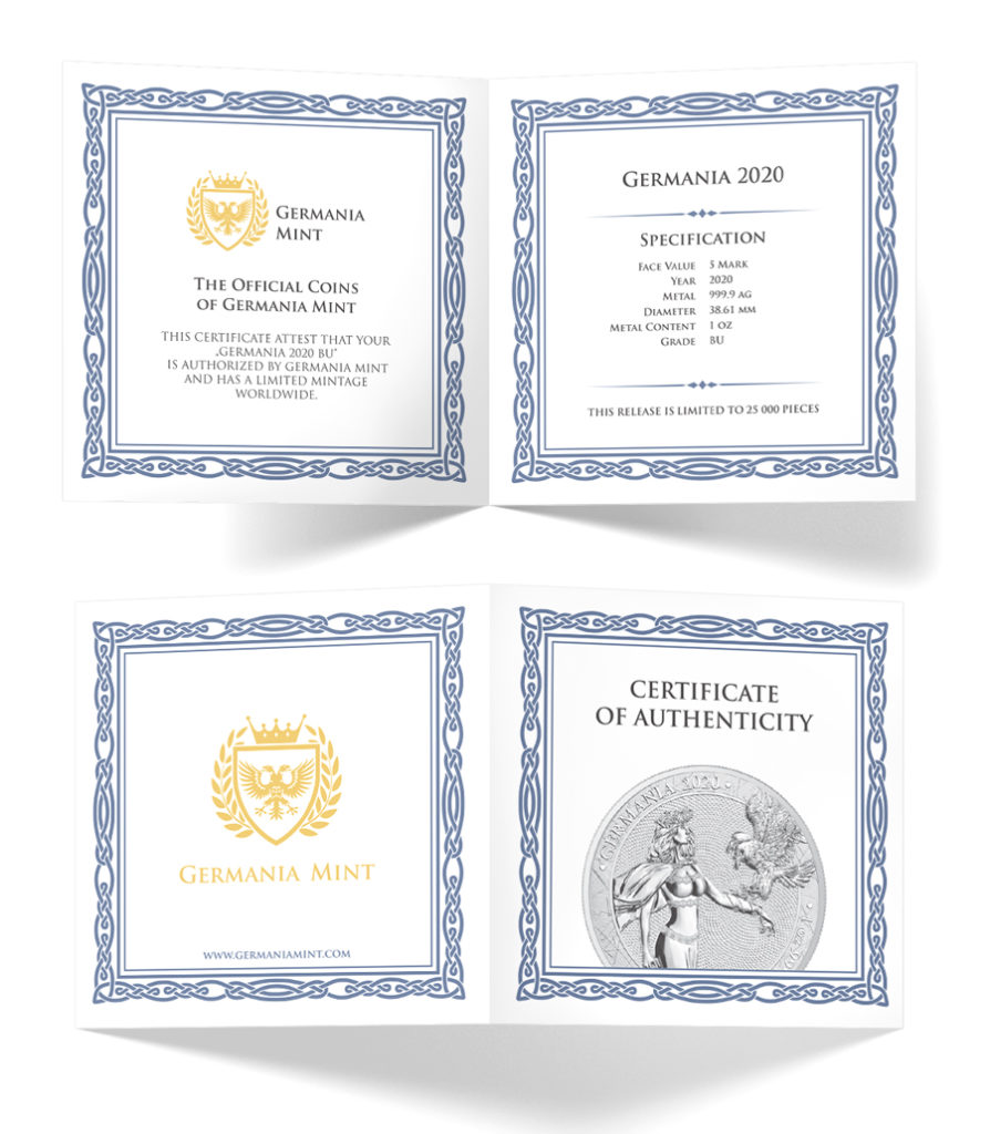 COA of Germania 2020 1 oz Silver BU