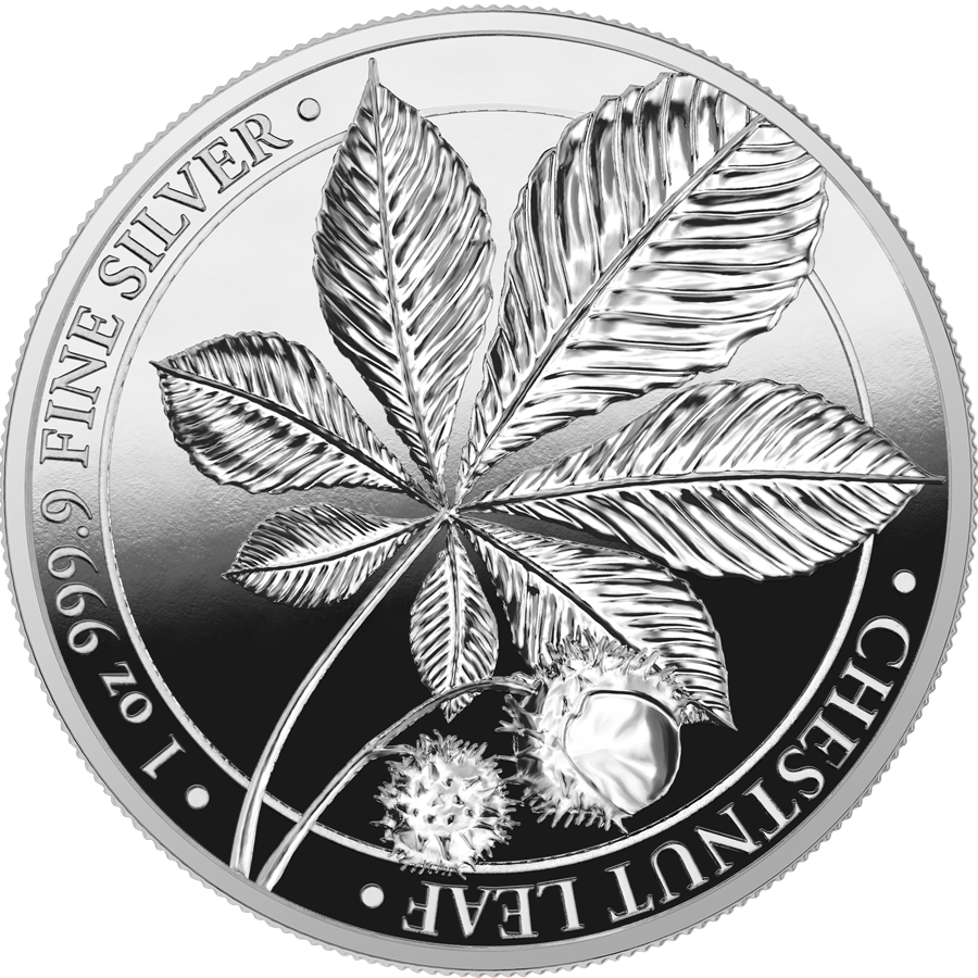 2021 Chestnut Leaf 1 oz Silver BU - Germania Mint