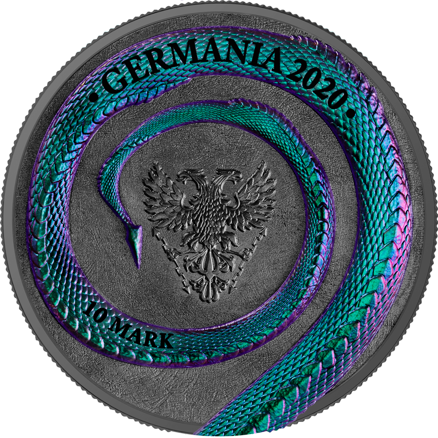 Germania Beasts – Fafnir Ultra Double High Relief 2 oz Silver BU reverse