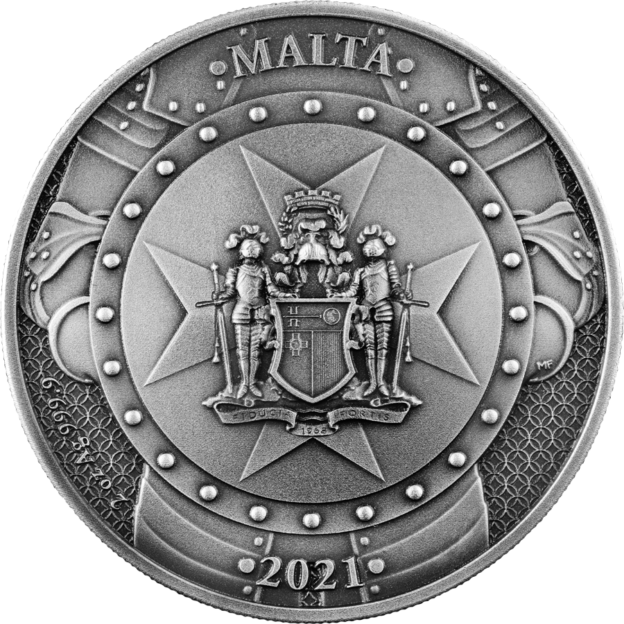 2021 Knights of the Past 10 Euro 2 oz Silver BU reverse