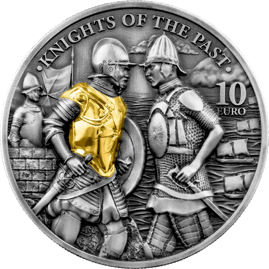 2022 Knights of the Past 10 Euro 2 oz Silver BU HR obverse