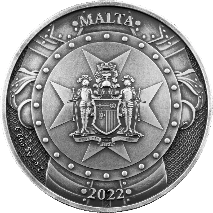 2022 Knights of the Past 10 Euro 2 oz Silver BU HR reverse