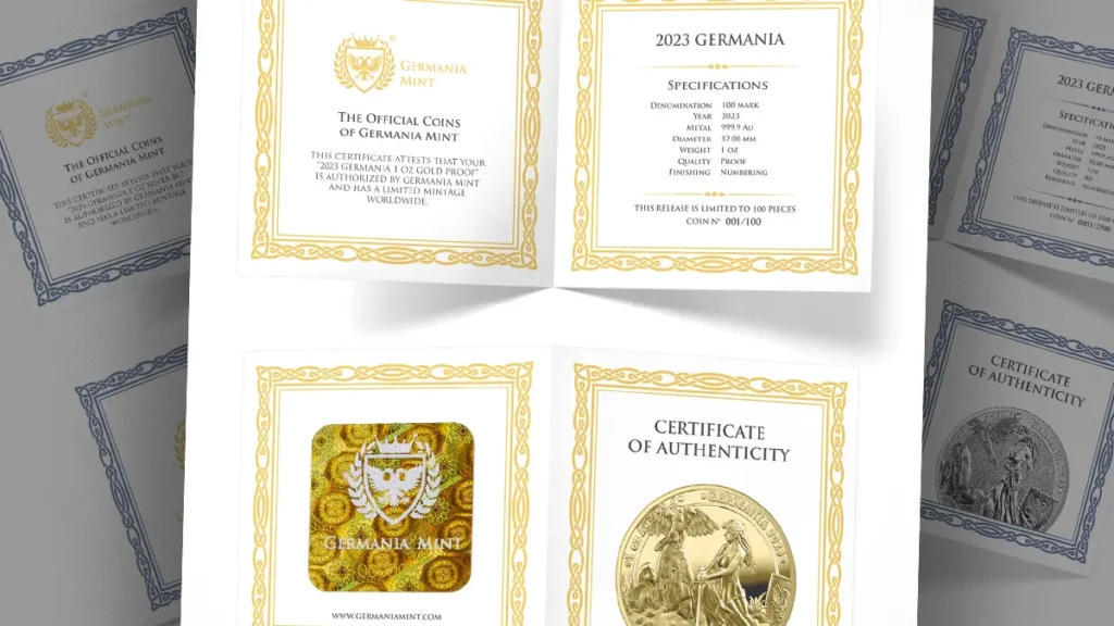 Germania Mint Certificate of Authenticity