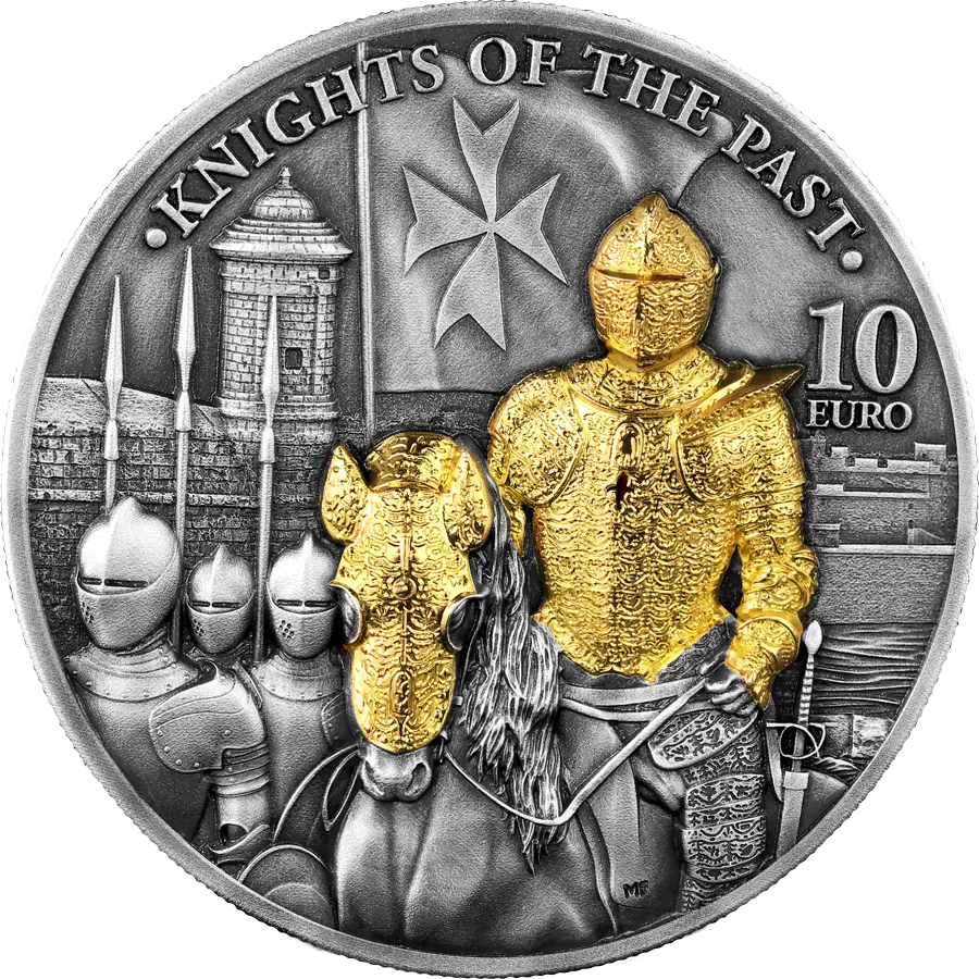 2023 Knights of the Past 10 Euro 2 oz Silver BU obverse
