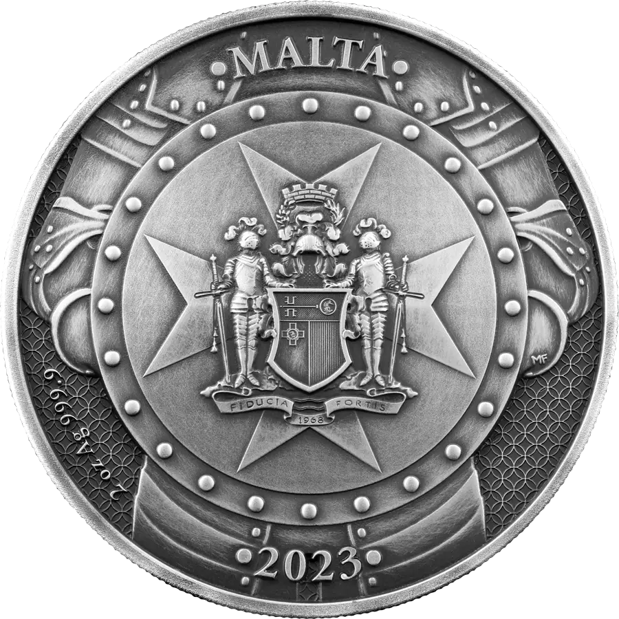 2023 Knights of the Past 10 Euro 2 oz Silver BU reverse