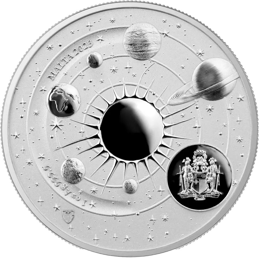2023 Malta Copernicus 5 Euro 1 oz Silver BU reverse