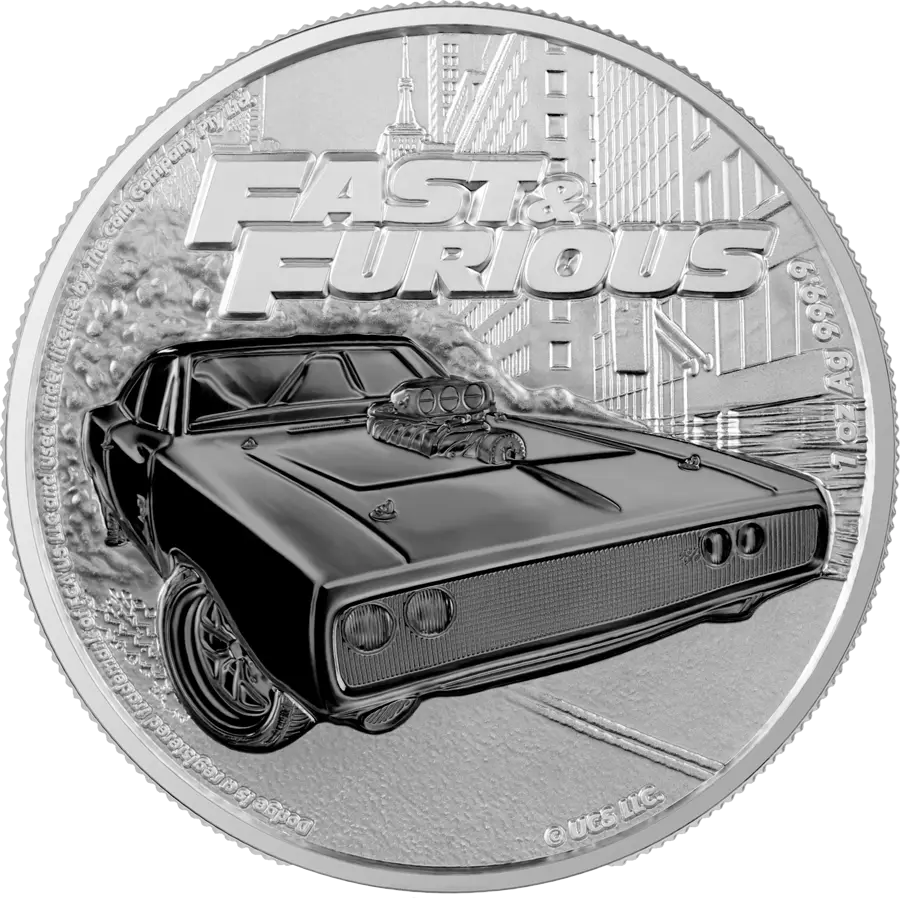 2023 Fast & Furious 2 Dollars 1 oz Silver Prooflike obverse