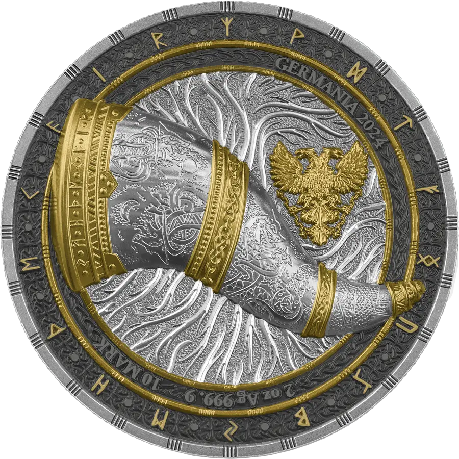 2024 Artefacts: Gjallarhorn 2 oz Silver BU UHR reverse