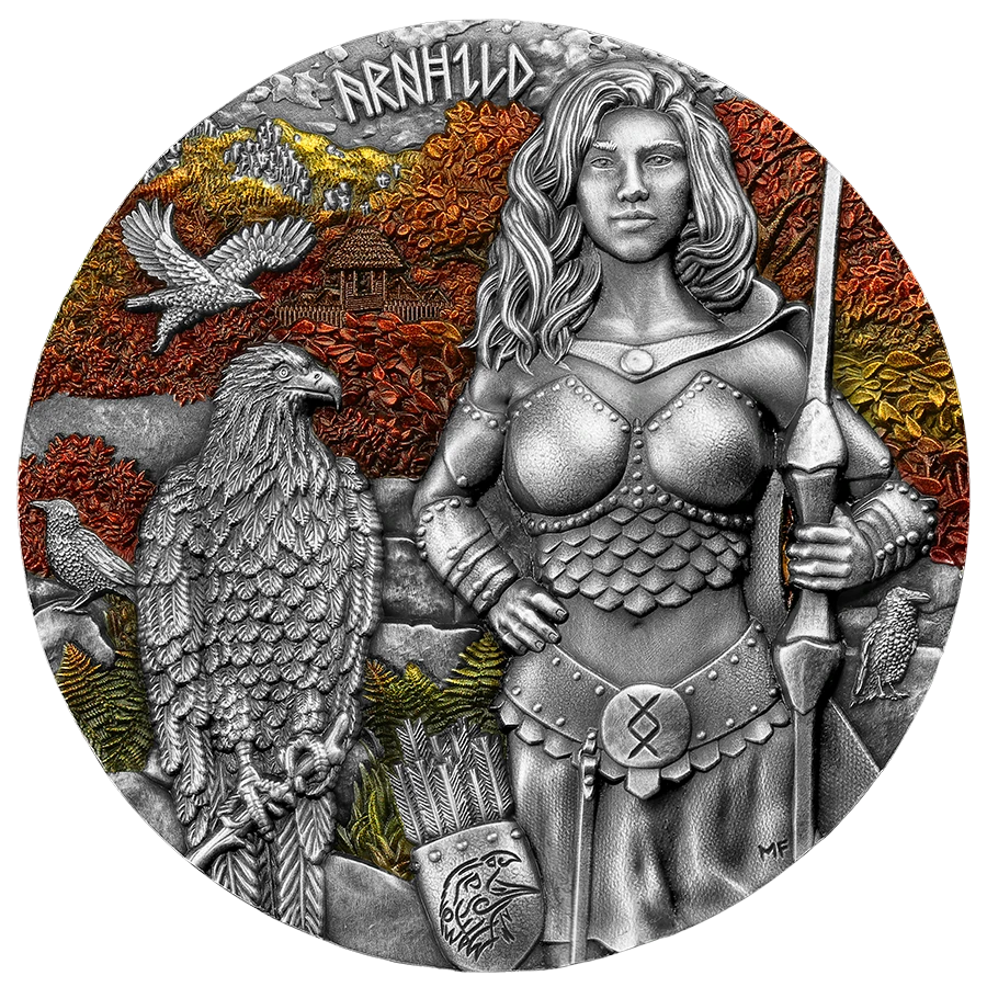 2025 Valkyries: Arnhild 2 oz Silver BU Ultra High Relief obverse