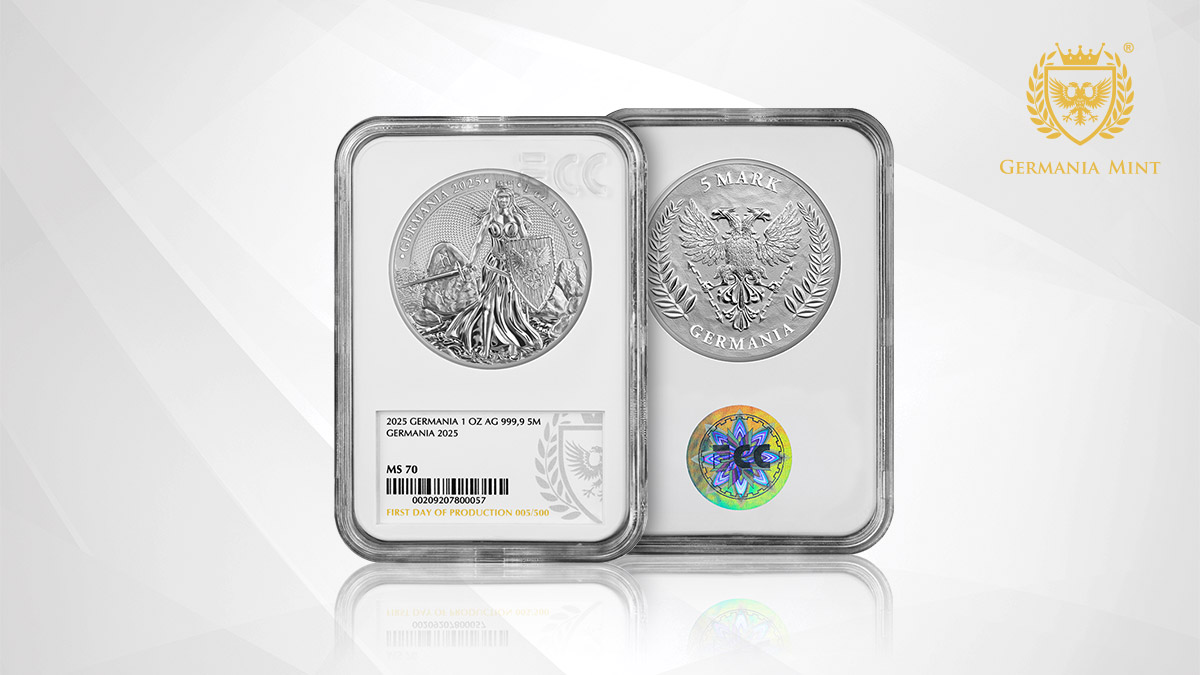 2025 Germania 1 oz Silver BU First Day of Production